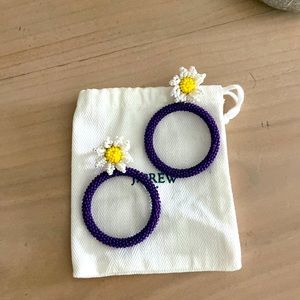 Alison Lou x JCrew - beaded hoop earrings with daisy